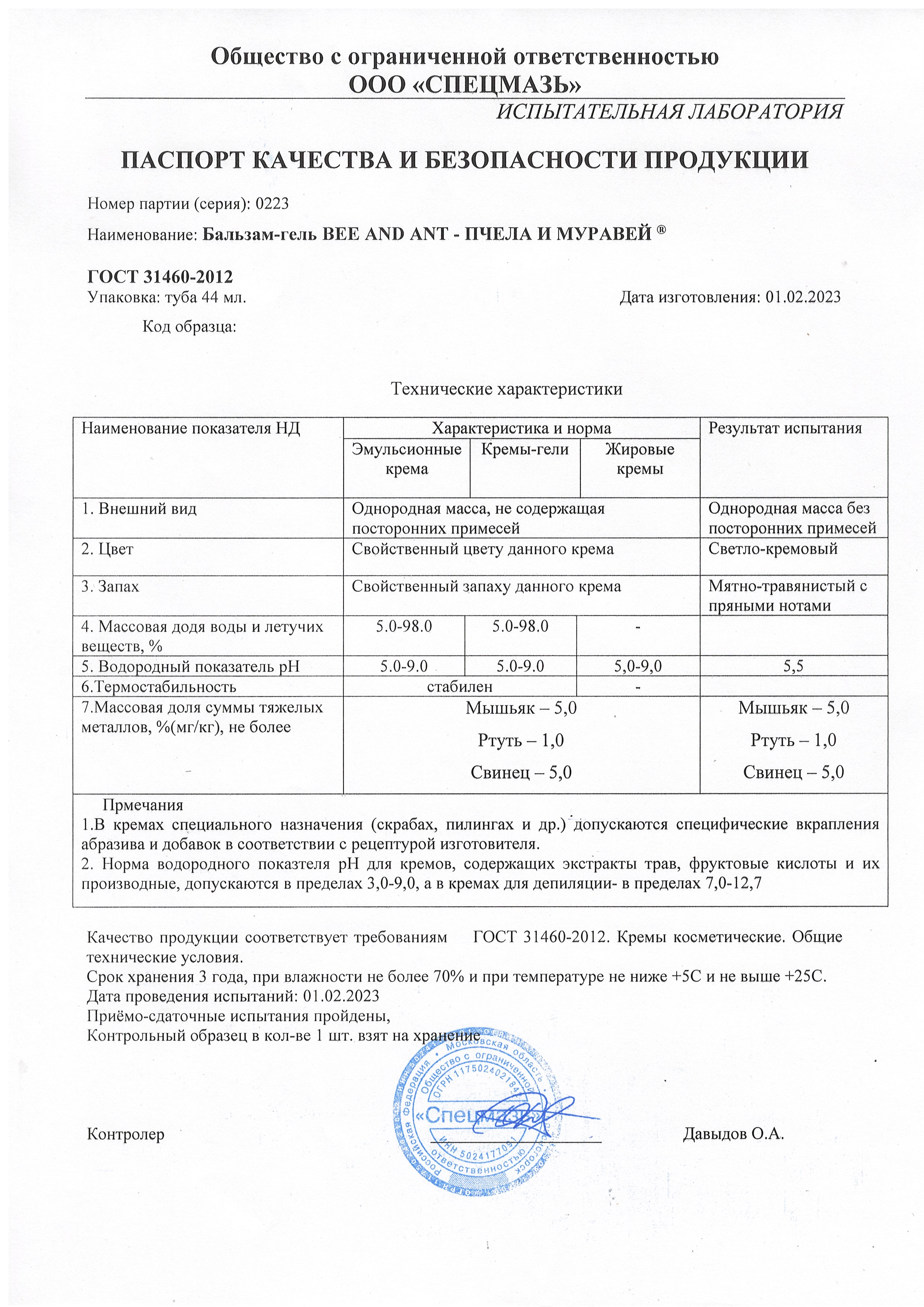 Паспорт №022023
